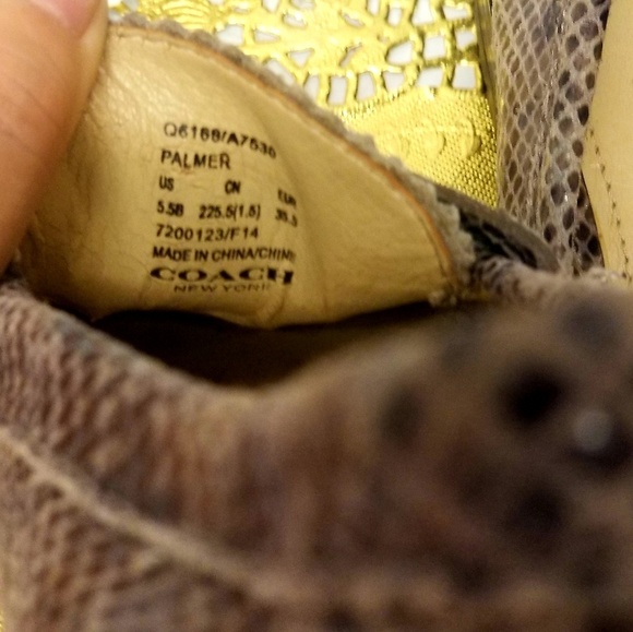 Coach Palmer Flint Gray Sand Snake Leather Loafers - Picture 7 of 8